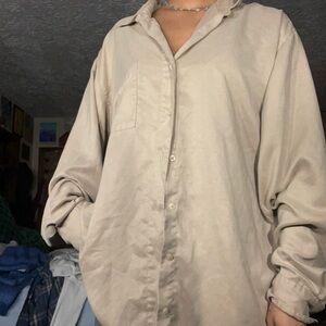 STATE Men's Casual Tan Button Down Shirt